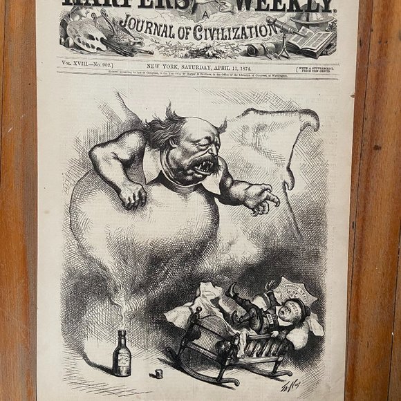 Thomas Nast, Harpers Weekly, Antique Print, Woodcut Engraving - Picture 1 of 5